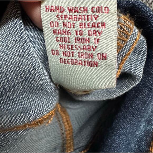 Reba Embroidered Denim Jacket Aztec Knit Sleeves Boho Wester Approx. M - Picture 6 of 8